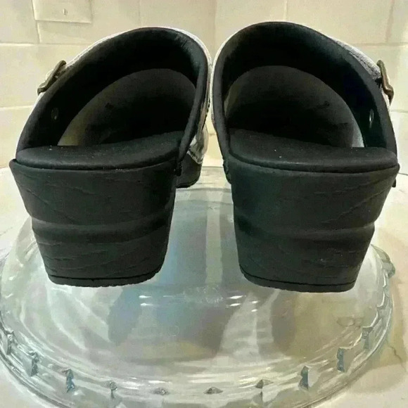 NEW SANITA ESTELLE CLOGS BLACK GREY SUGAR SKULLS & PAISLEY PATENT LEATHER 38 - Picture 7 of 15